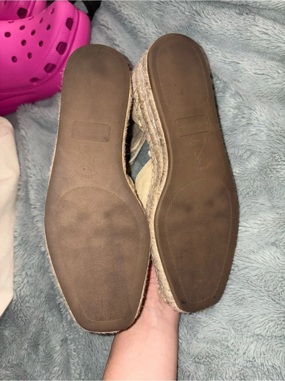 Franco Sarto Cream Espadrille Ankle-Strap Flats